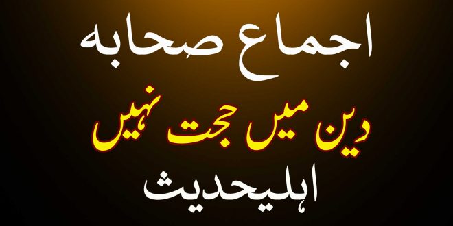 اہل حدیث : اجماع صحابہ کا دین میں حجت ہونا قرآن و حدیث سے ثابت نہیں ہے