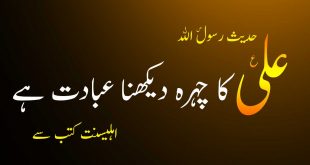 مولا علی ع کا چہرہ دیکھنا عبادت ہے - رسول خدا ص