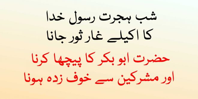 شب ہجرت رسول خدا کا اکیلےغار ثور جانا حضرت ابو بکر کا پیچھا کرنا - اہلیسنت کتب سے سکین پیجز