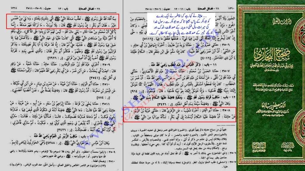 حضرت فاطمہ ع کا حضرت ابو بکر سے کسی کو بھیج کر فدک کا مطالبہ کرنا - اہلیسنت کتب سے سکین پیجز