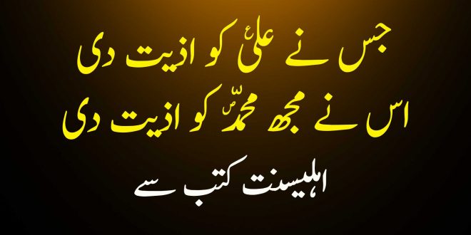 جس نے علی ع کو اذیت دی اس نے مجھ محمّد ص کو اذیت دی -