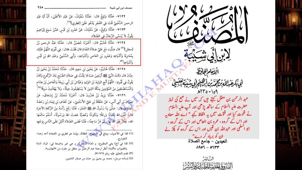 مولا علی ع کا قنوت میں معاویہ کے لئے بدعا کرنا - اہلیسنت کتب سے سکین پیجز