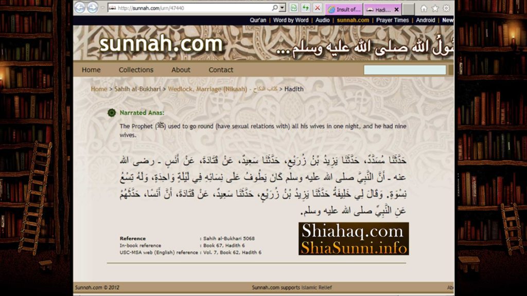 Allah’s Messenger used to sleep with his Nine Wives in one Night – Sahih al Bukhari