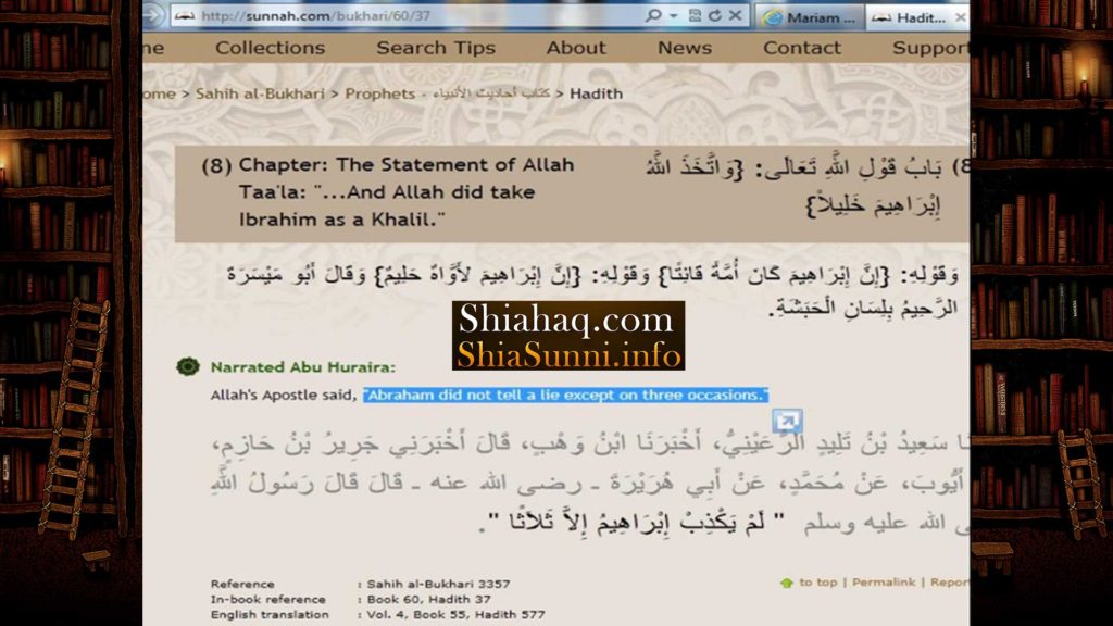 Hadith - Prophet Ibrahim pbuh did lie three times - Sahih al Bukhari