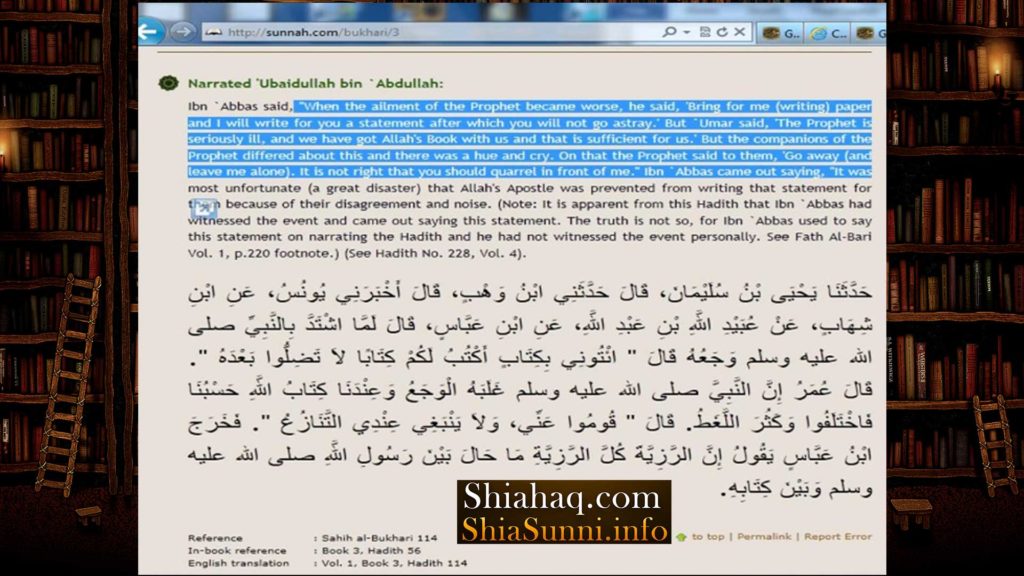 Hadith of Pen and Paper and Haz Umar - Sahih al Bukhari