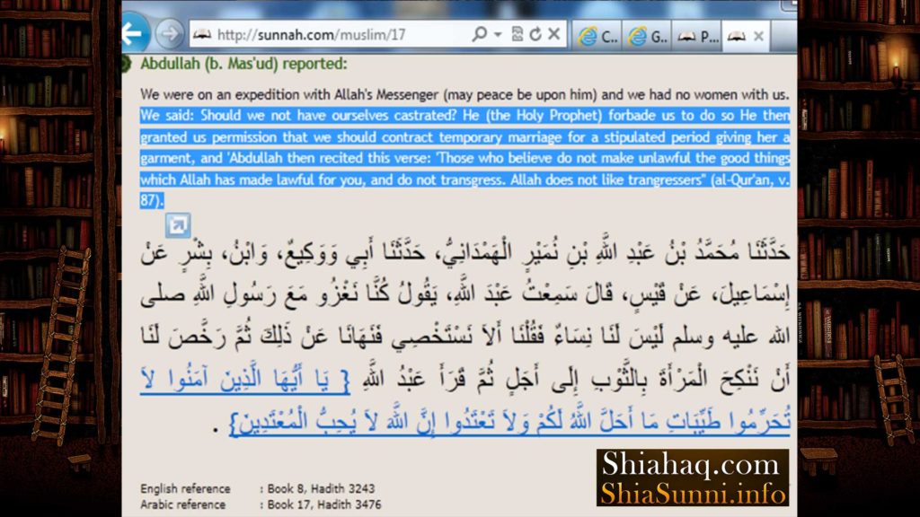 Temporary Marriage - Nikah al Mutah was Forbidden by Haz Umar - Sahih Muslim 
