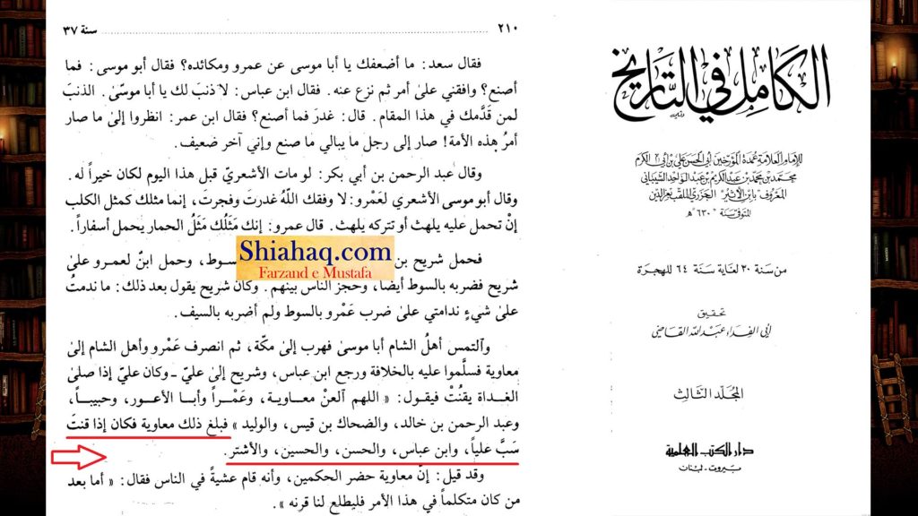 معاویہ کا امام علی ع حسن و حسین ع  پر ازخود لعنت کرنا  - اہلیسنت کتب سے سکین پیجز