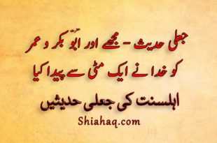 جعلی حدیث - مجھے اور ابو بکر و عمر کو خدا نے ایک مٹی سے پیدا کیا - اہلسنت کی جعلی حدیثیں