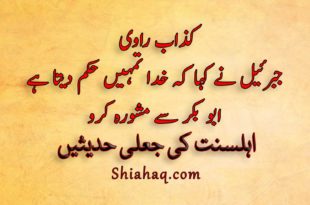 کذاب راوی - جبرئیل نے کہا کہ خدا تمہیں حکم دیتا ہے کہ ابو بکر سے مشورہ کرو - اہلسنت کی جعلی حدیثیں