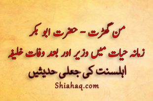 من گھڑت - ابو بکر زمانہ حیات میں وزیر اور بعد وفات خلیفہ - اہلسنت کی جعلی حدیثیں