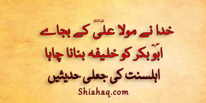 من گھڑت حدیث - خدا مولا علی ع کے بجاے حضرت ابو بکر کو خلیفہ بنانا چاہتا ہے - اہلسنت کی جعلی حدیثیں